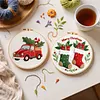 4pcs Christmas-DIY Embroidery Kit with Pattern Cotton Threads Needles Hoop Scissor 30*30cm tapestrymarket