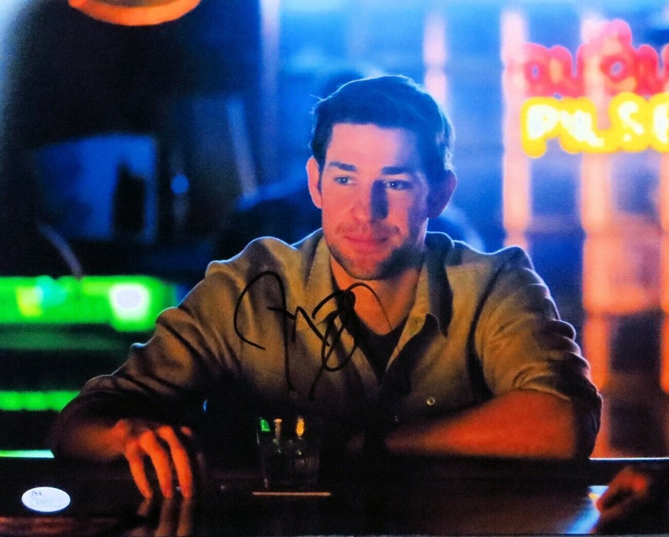 John Krasinski Signed Autographed 11X14 Photo Poster painting Promised Land at Bar JSA S79353