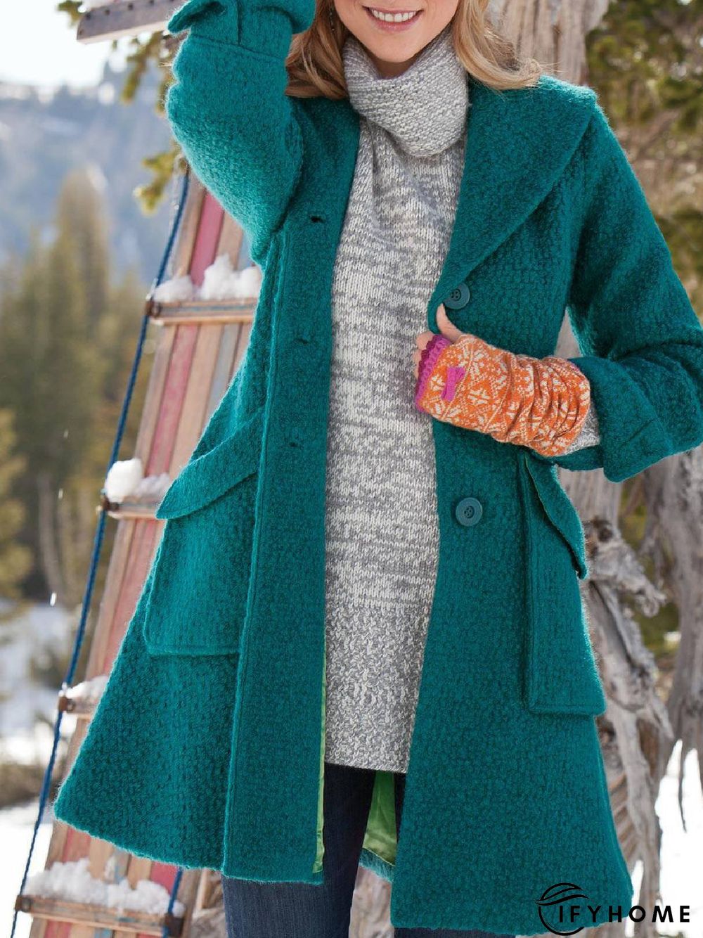 Shawl Collar Solid Vintage Long Sleeve Jacket | IFYHOME