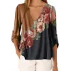 Camisa decote em V com estampa floral