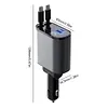 4 in 1 USB Car Charger Socket 86W Telescopic Power Outlet PD QC3.0 (2 Type C)