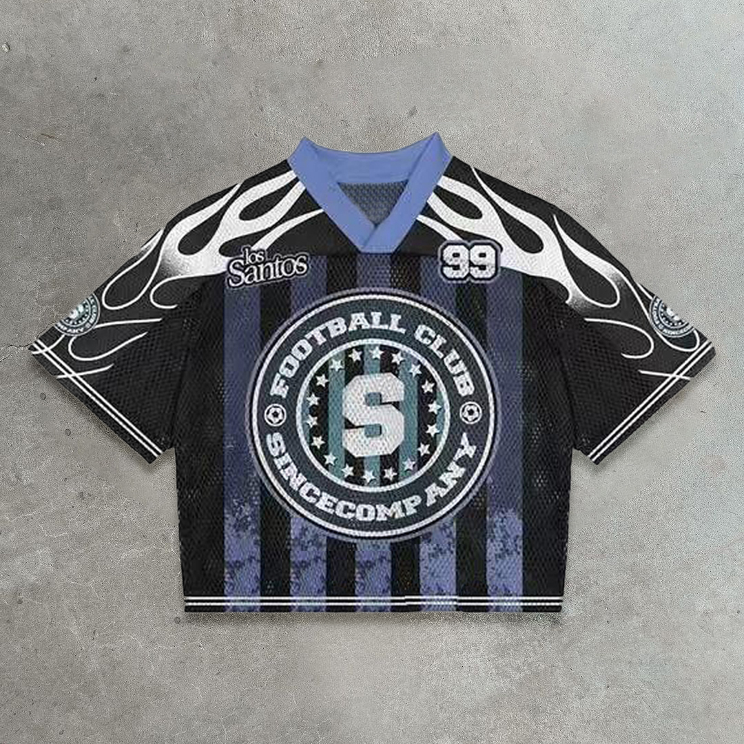 Global Flame Casual Street Mesh Panel Jersey