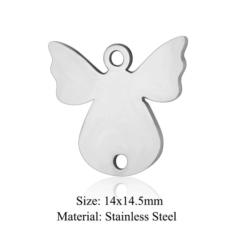 5 Pieces Stainless Steel 18K Gold Plated Angel Wings