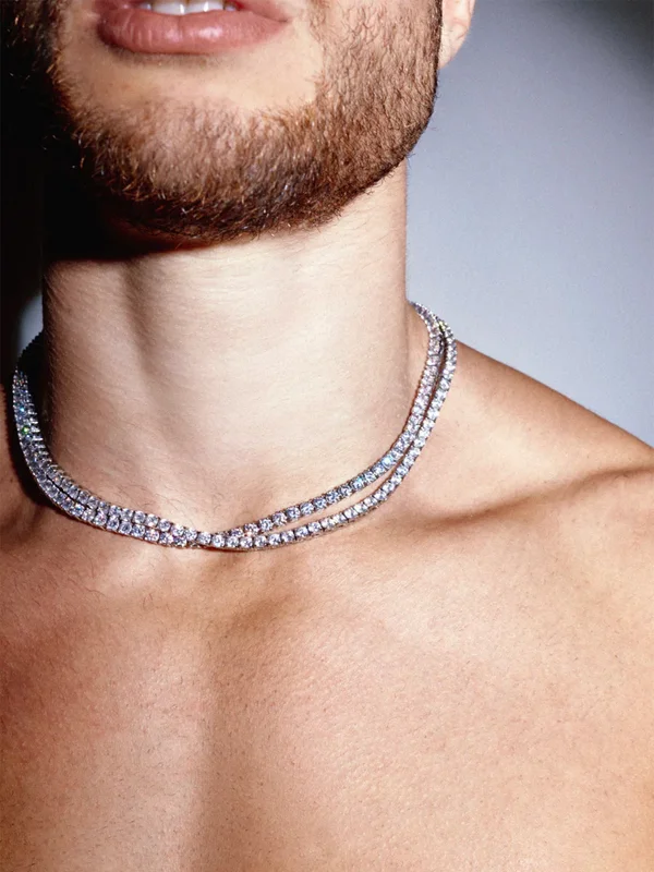 Diamond Square Prong Chain Rhinestone Necklace