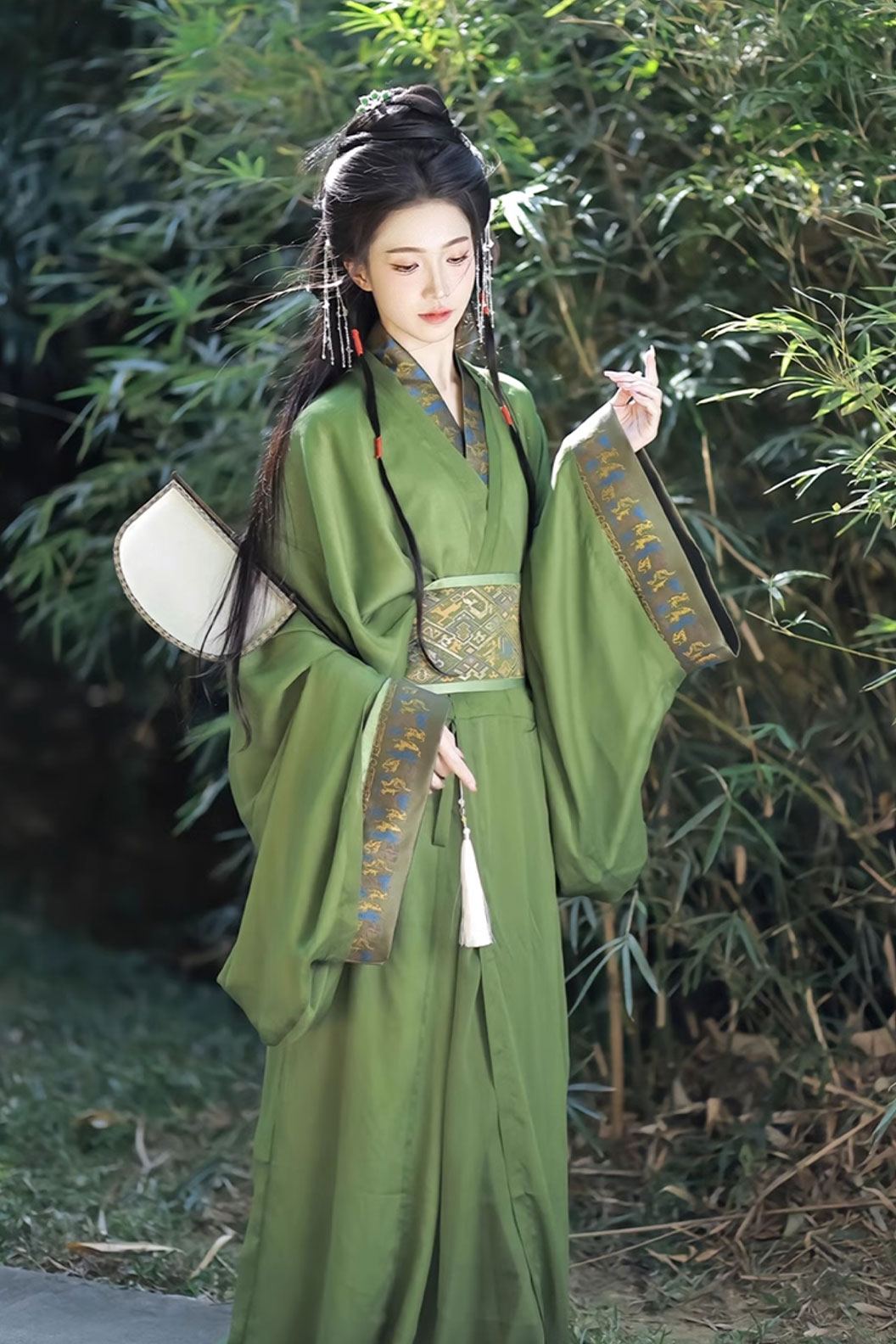 Warring states robe straight hem wide sleeved robe with cross collar - shunagyexing 霜野行 Stupa Stones