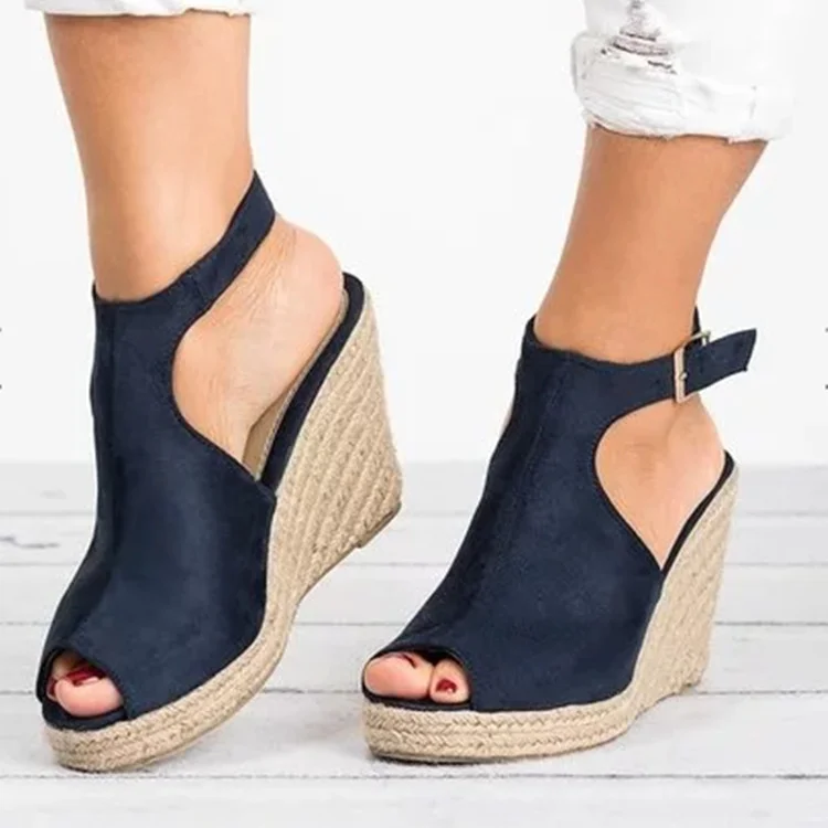 Women's Peep Toe Wedge Sandals Slingback Platform Shoes
