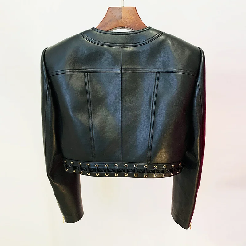 Nigikala Nigikala New Star Fashion Necker Heavy Industry Rope Repair Short Leather Jacket Jacket Jacket