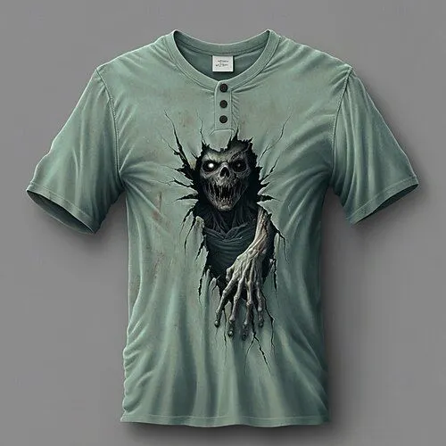 Men's Retro Halloween Skull Print Casual T-shirt