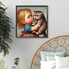 Diamond Painting-DIY Full Round Drill Girl Cat(40*40 CM)