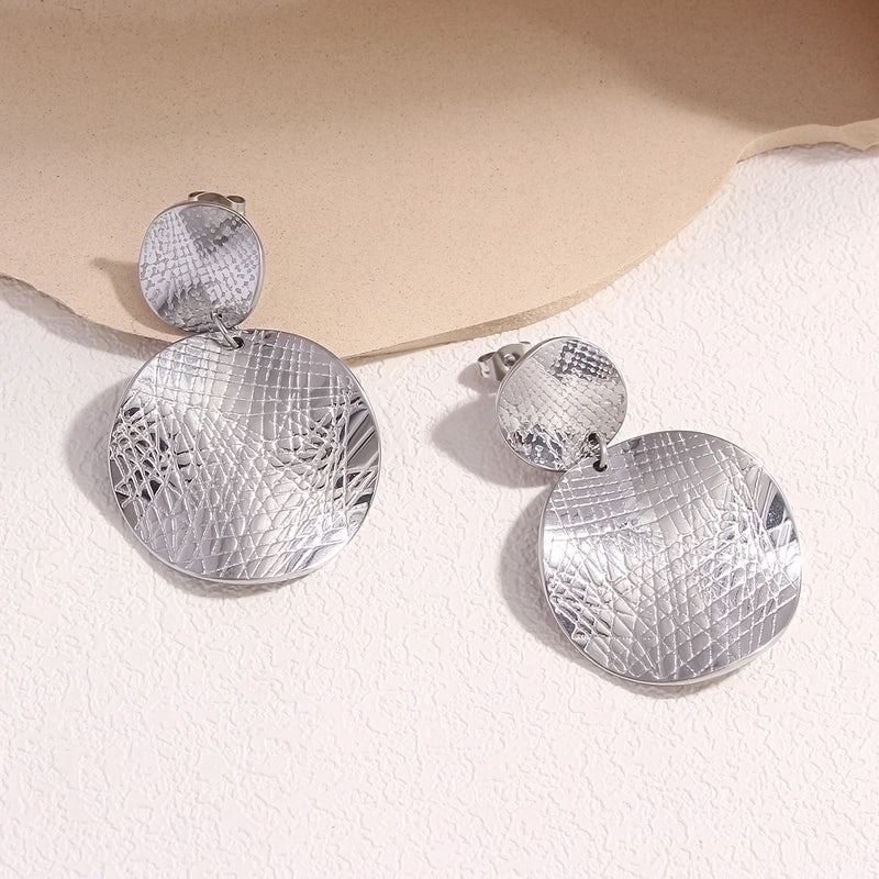 1 Pair Exaggerated Minimalist Commute Geometric Pleated 304 Stainless Steel 18K Gold Plated Gold Plated Drop Earrings