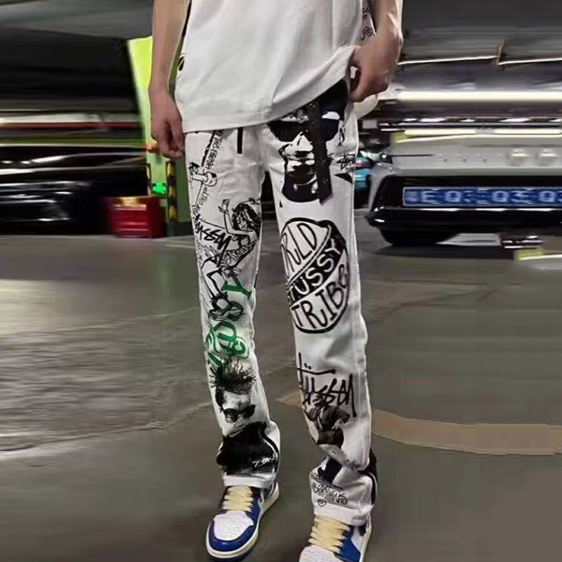 Sopula Unisex Street Graffiti Print Jeans - SOPULA