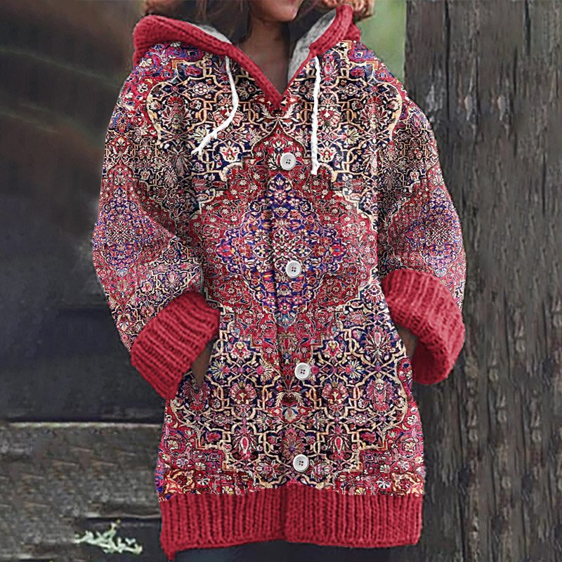 Comstylish Vintage Tribal Geometric Knitted Cardigan Sweater