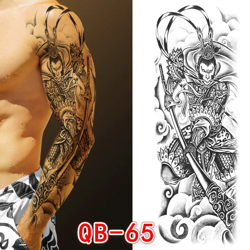 Sdrawing Men Temporary Tattoos Large Arm Sleeve Tattoo Sticker Dragon Tiger Fish Full Skull Totem Wolf Waterproof Fake Tattoo for Women