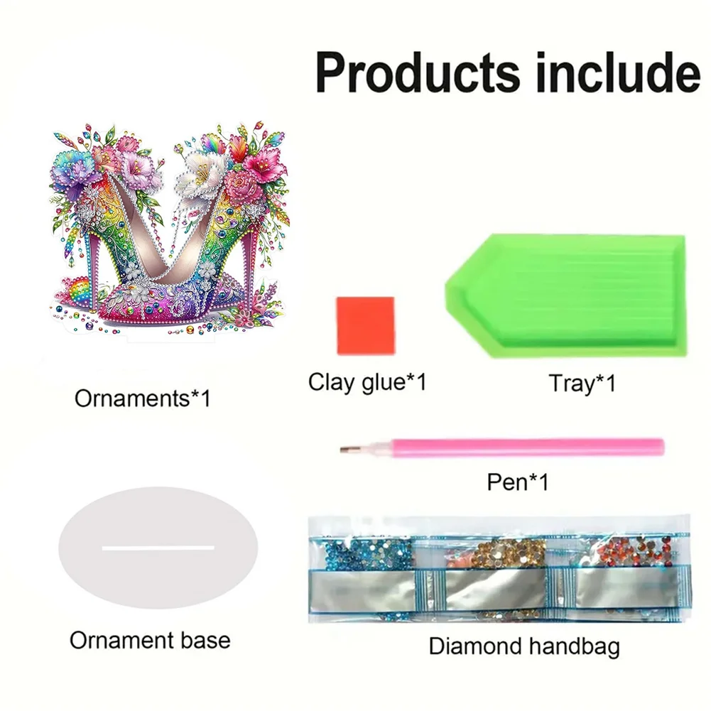 DIY Flower High Heels Desktop Diamond Painting Ornaments for Home Office Decor