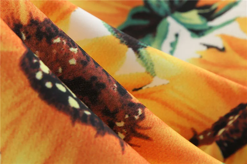 Churchf Sexy Spaghetti Strap Swing Vintage Rockabilly Dresses Floral Summer Beach Dress Women  White Boho Sunflower Midi Dresses-Outfit Ideas