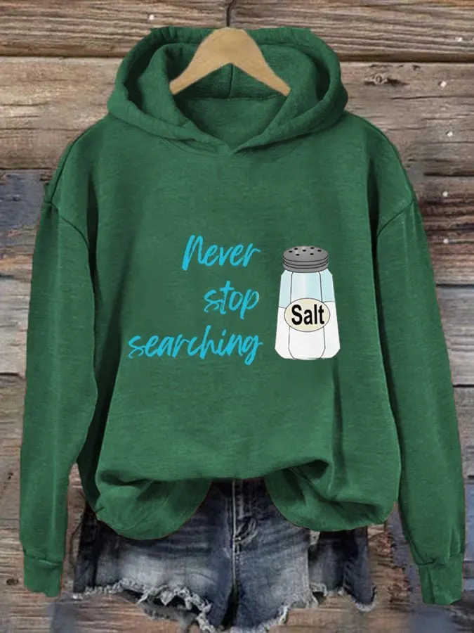 Women's Never Stop Searching Salt Print Hooded Sweatshirt