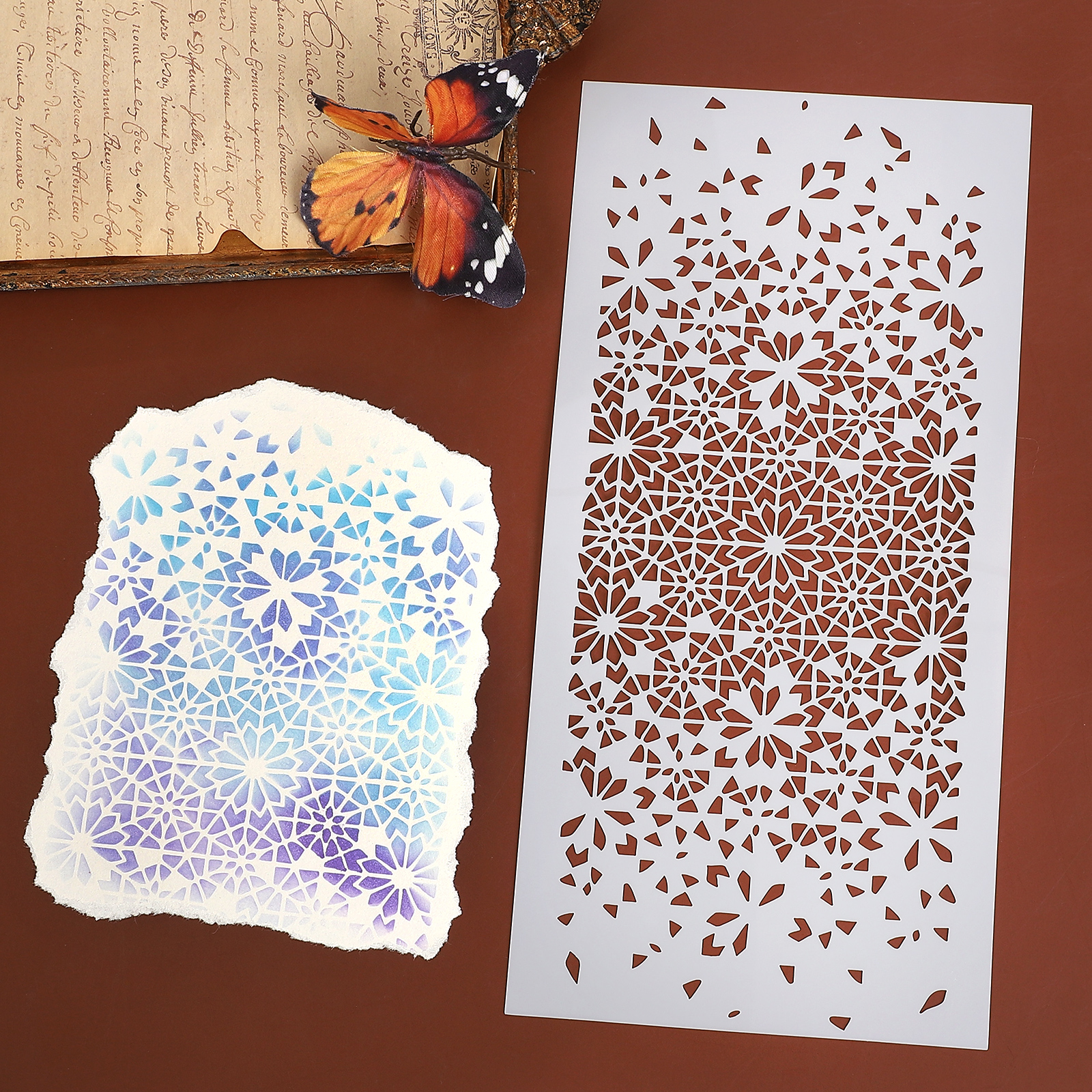 할로우 패턴 스텐실 - 빈티지 할로우 눈송이 꽃