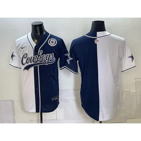 Men's Dallas Cowboys Navy Split Cool Base Stitched Baseball Jersey LA78