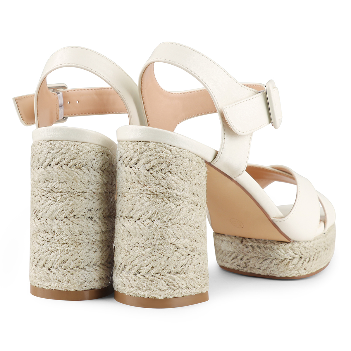 95mm Espadrille Platform High Heels for Women Ankle Strap Chunky Sandals-MERUMOTE