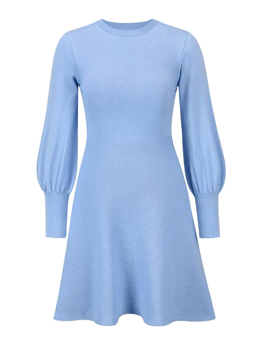 Lantern sleeve base sweater dress
