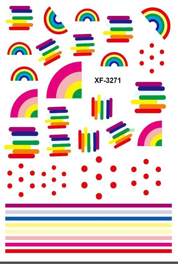 3D Nail Art Sticker Newest Kawaii Strawberry Rainbow M Nail Decals Adhesive Sticker for Design Manicure Letter Decorations DIY-Nail Inspo