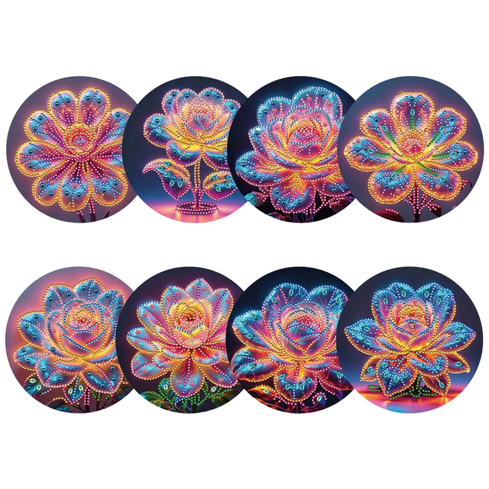 8pcs Flower Diamond Painting Greeting Cards DIY Diamond Art Cards for Adults