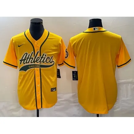 Men's Oakland Athletics Blank Yellow Cool Base Stitched Baseball Jersey