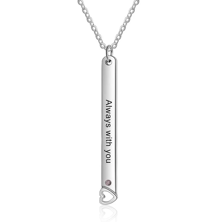 Vertical Bar Necklace with Birthstone Custom Names Personalized Pendant Heart Necklace