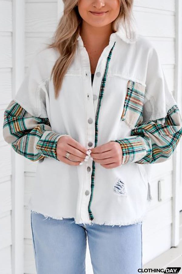 Forest Morning Plaid Button Front Shacket