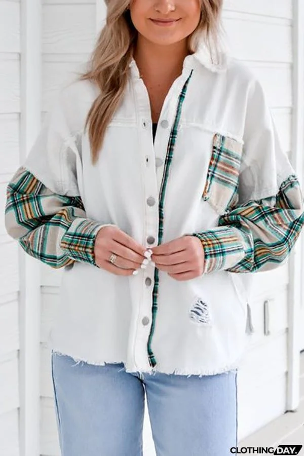 Forest Morning Plaid Button Front Shacket
