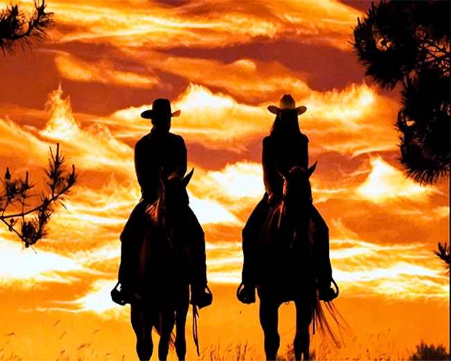 

Cowboy Cowgirl Silhouette – Paint By Numbers - 40*50CM, 501 Original