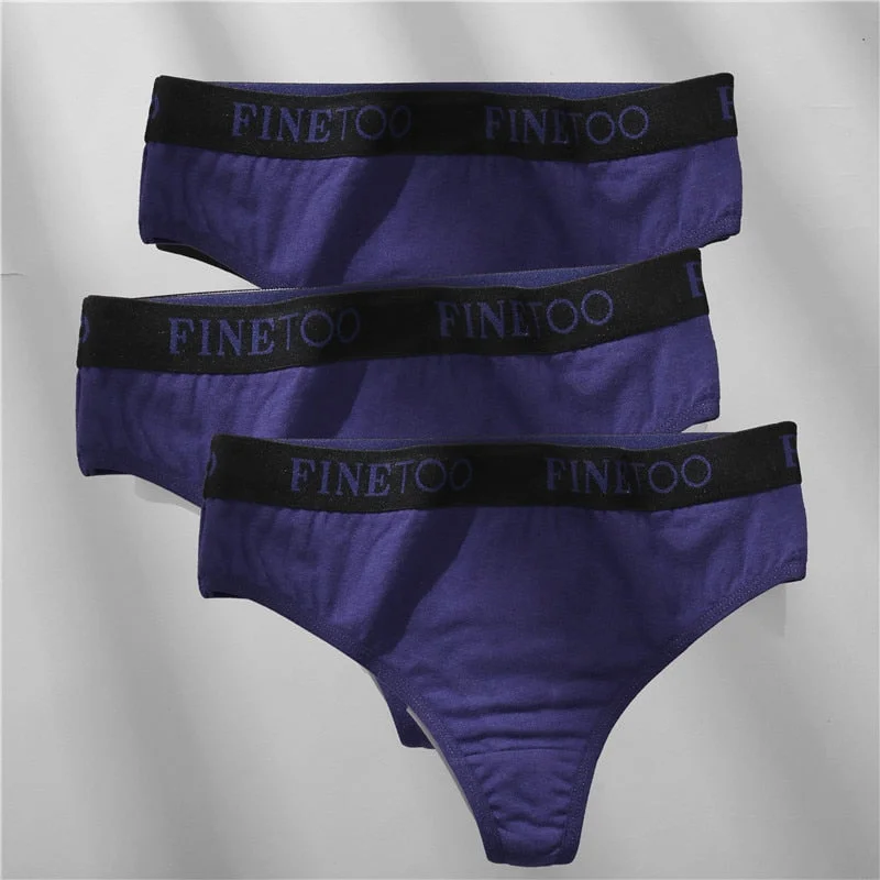 FINETOO 2/3PCS Cotton Sexy Underwear G-string Women M-XL Panties Fashion Letter Waist Femme 2021 Underpant For Woman Thong Girls