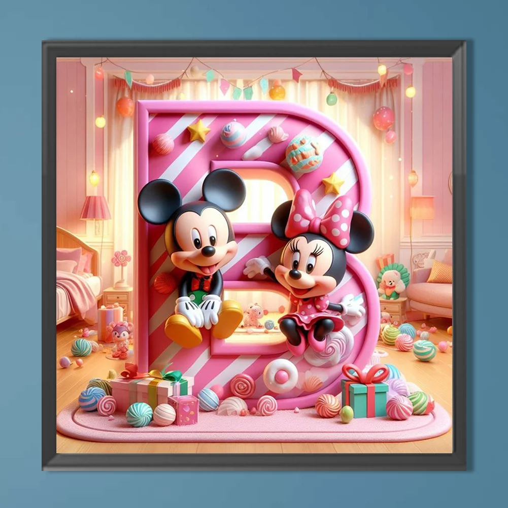 Full Round Diamond Painting 40*40cm - Mickey Minnie Alphabet