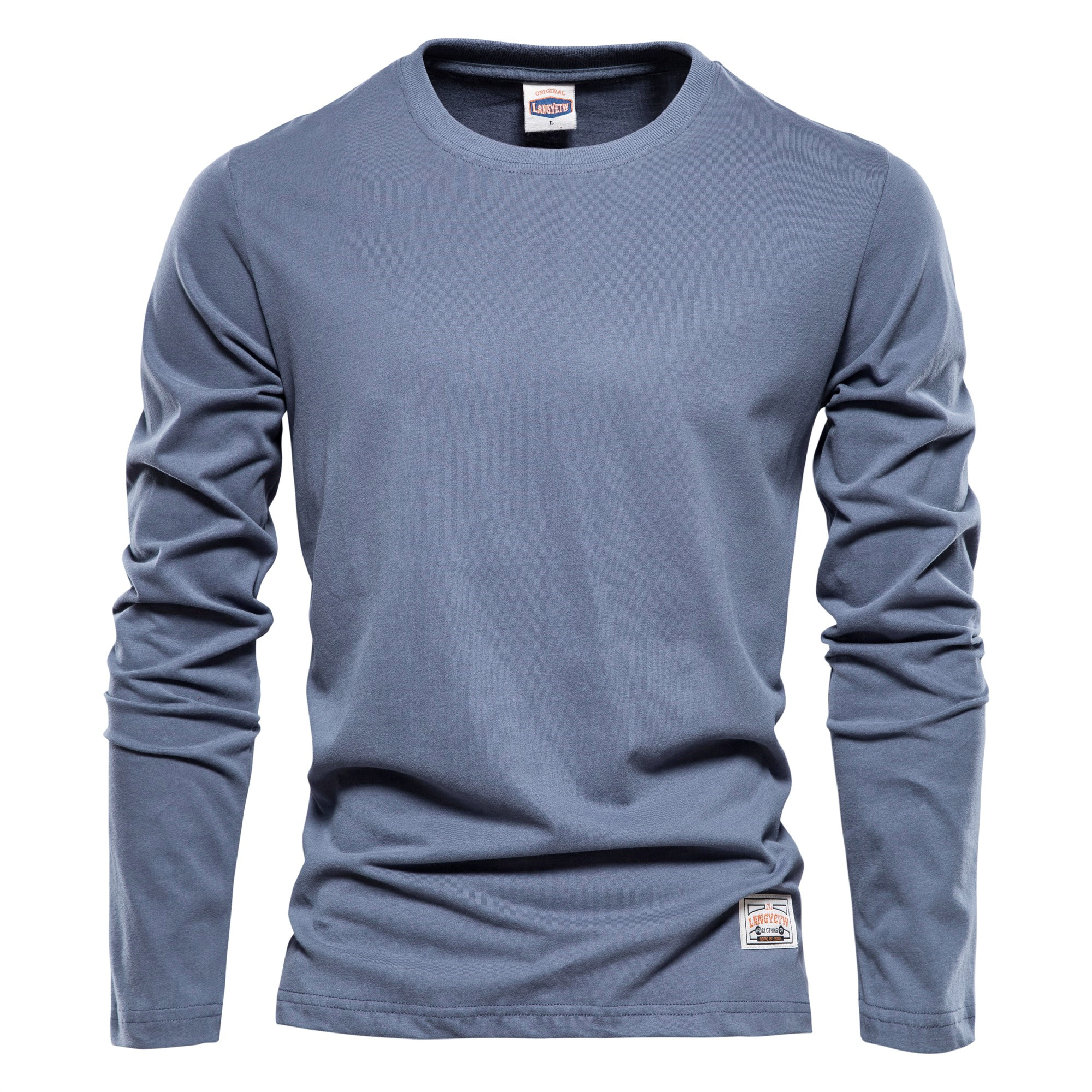 Men Solid 100% Cotton High Quality Long Sleeve T-Shirt | ARKGET