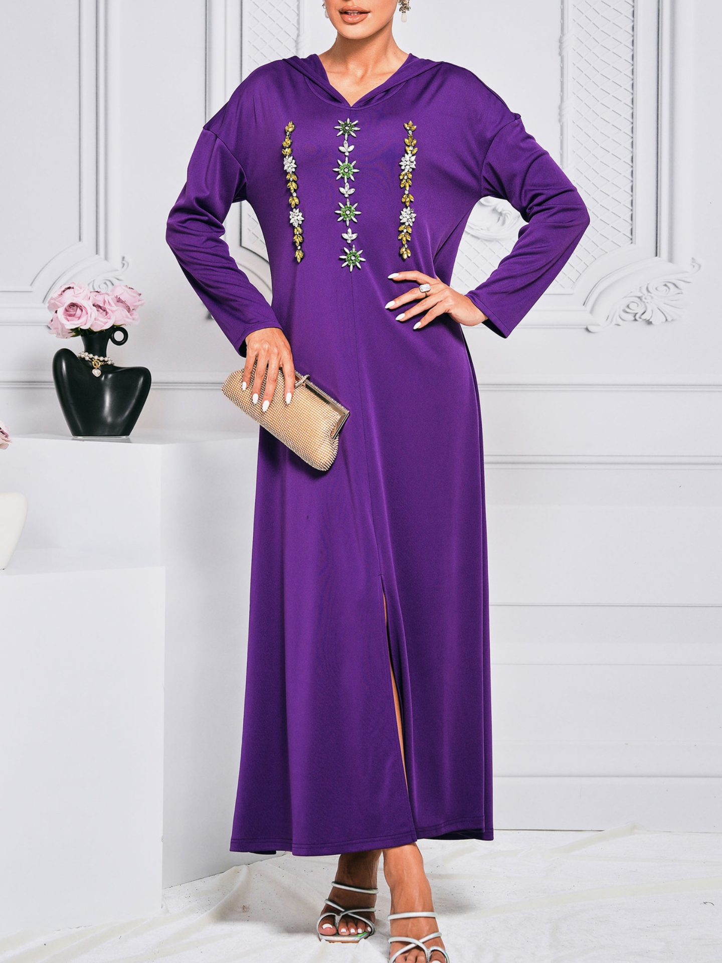 Elegant and Simple Loose Satin Hooded Dress | Oxredo Shop Ramadan Sale