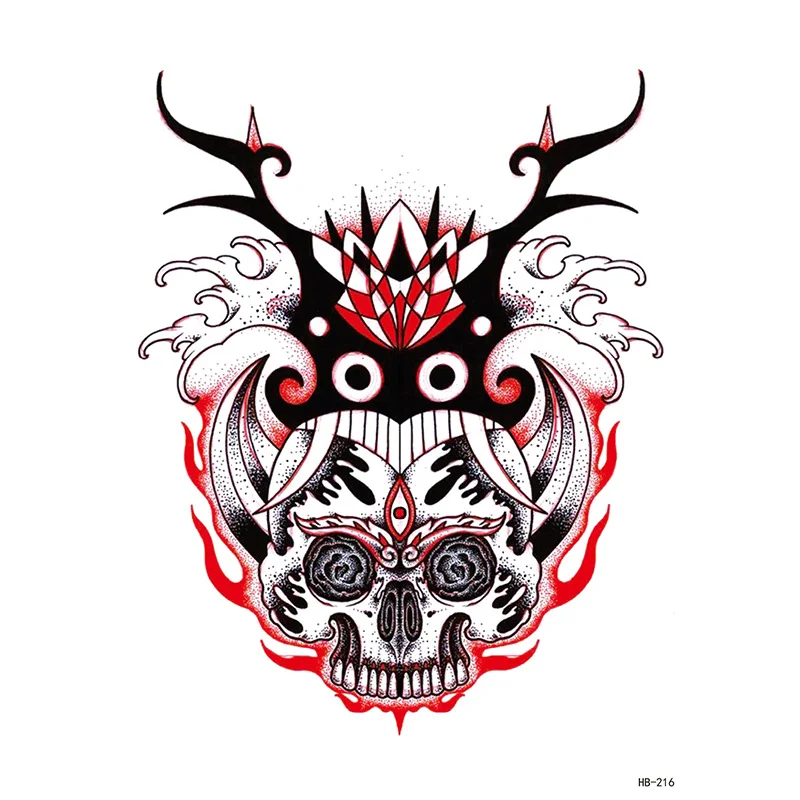 Sdrawing Forest Tattoo Sticker for Men Tiger Wolf Tattoo Death Skull Temporari Tattoo Skeleton Naked Girls Fake Tatoo for Women