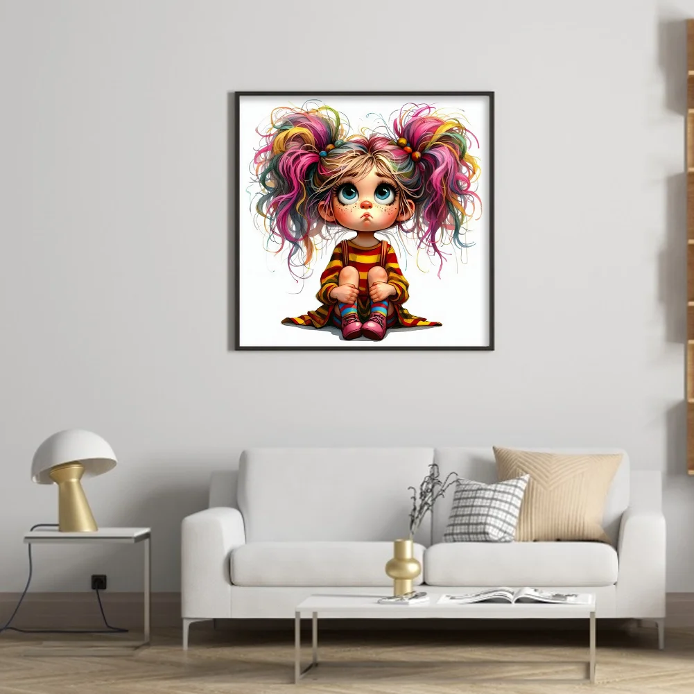 11CT Full Stamped Cross Stitch - Girl(Canvas|40*40CM)