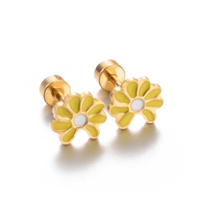 1 Pair Cute Geometric Enamel Plating Stainless Steel Ear Studs