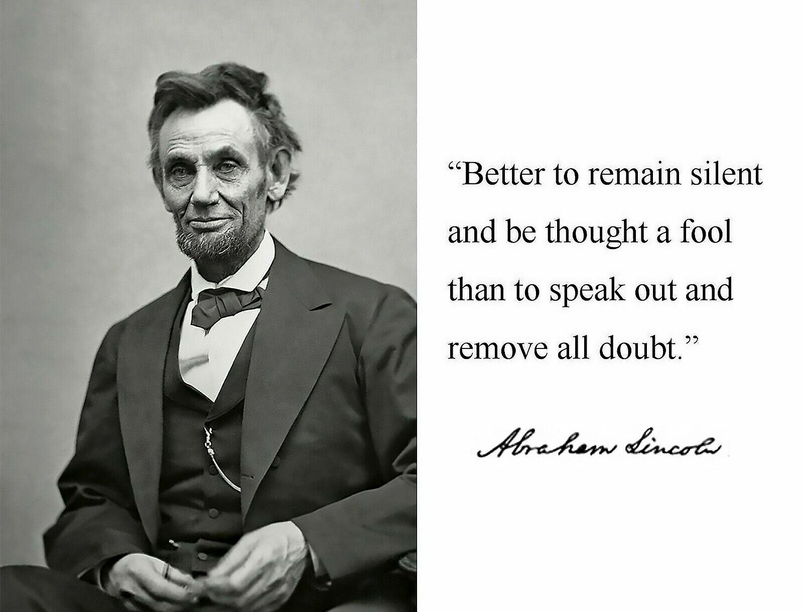 1865 PRESIDENT ABRAHAM LINCOLN ABE QUOTE SIGNED AUTOGRAPH 8.5X11 Photo Poster painting REPRINT