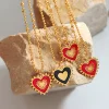 Black & Red 2 Sides Heart Pendant Necklace