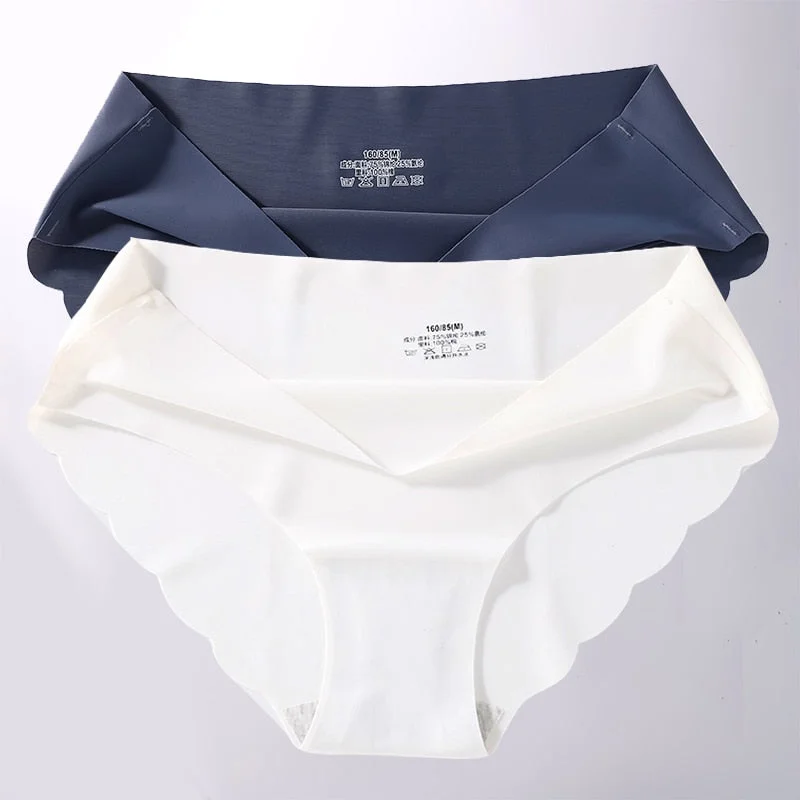 FINETOO 2PCS/Set M-XL Seamless Ice Silk Sexy Women Panties Pantys 7 Solid Colors Breathable Pantys Underwear For Girls Lingerie