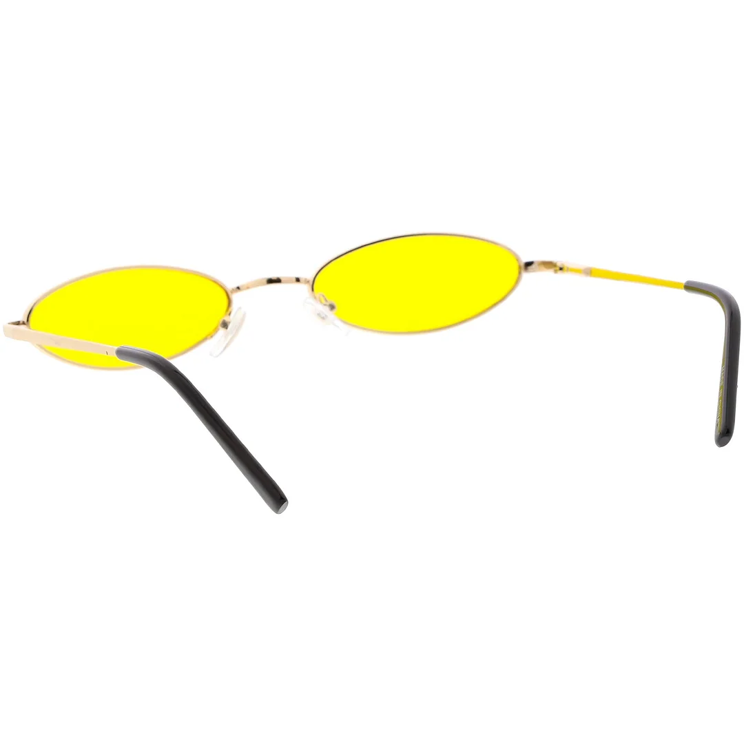 Retro Small Oval glasses Slim Arms Color Tinted Flat Lens 51mm
