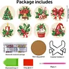8Pcs Christmas Tree DIY Wood Diamond Painting Coasters Kit with Round Base