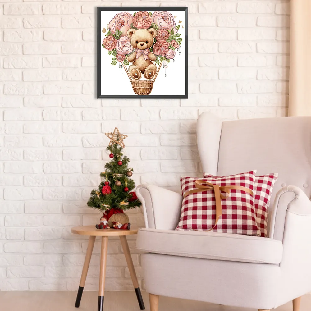 Diamond Painting - Partial Special Shaped Drill - Flower Balloon Bear(Canvas|30*30cm)
