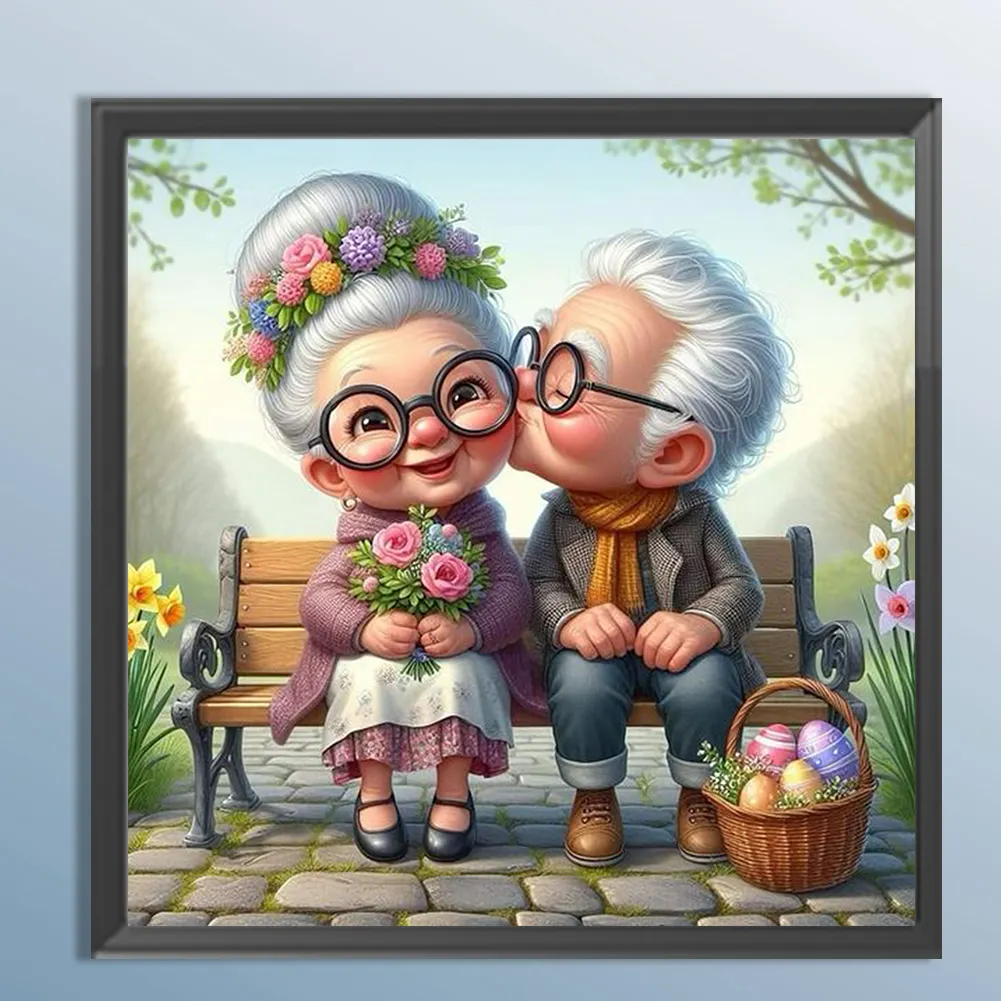 Diamond Painting - Full Square Drill - Old Couple(Canvas|35*35cm)
