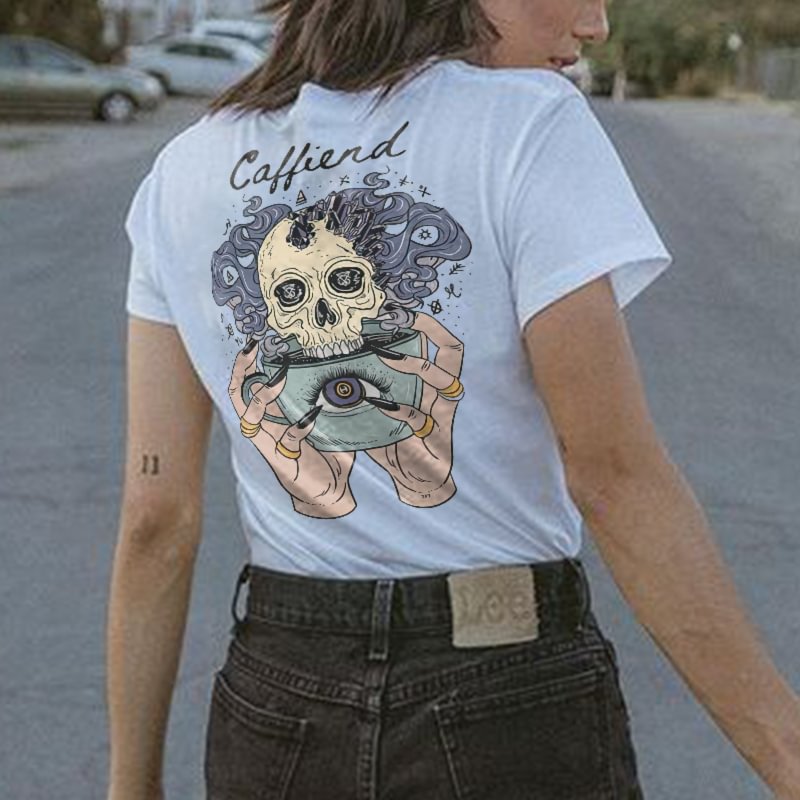 Skull Evil Eye Printing Women's T-shirt Designer