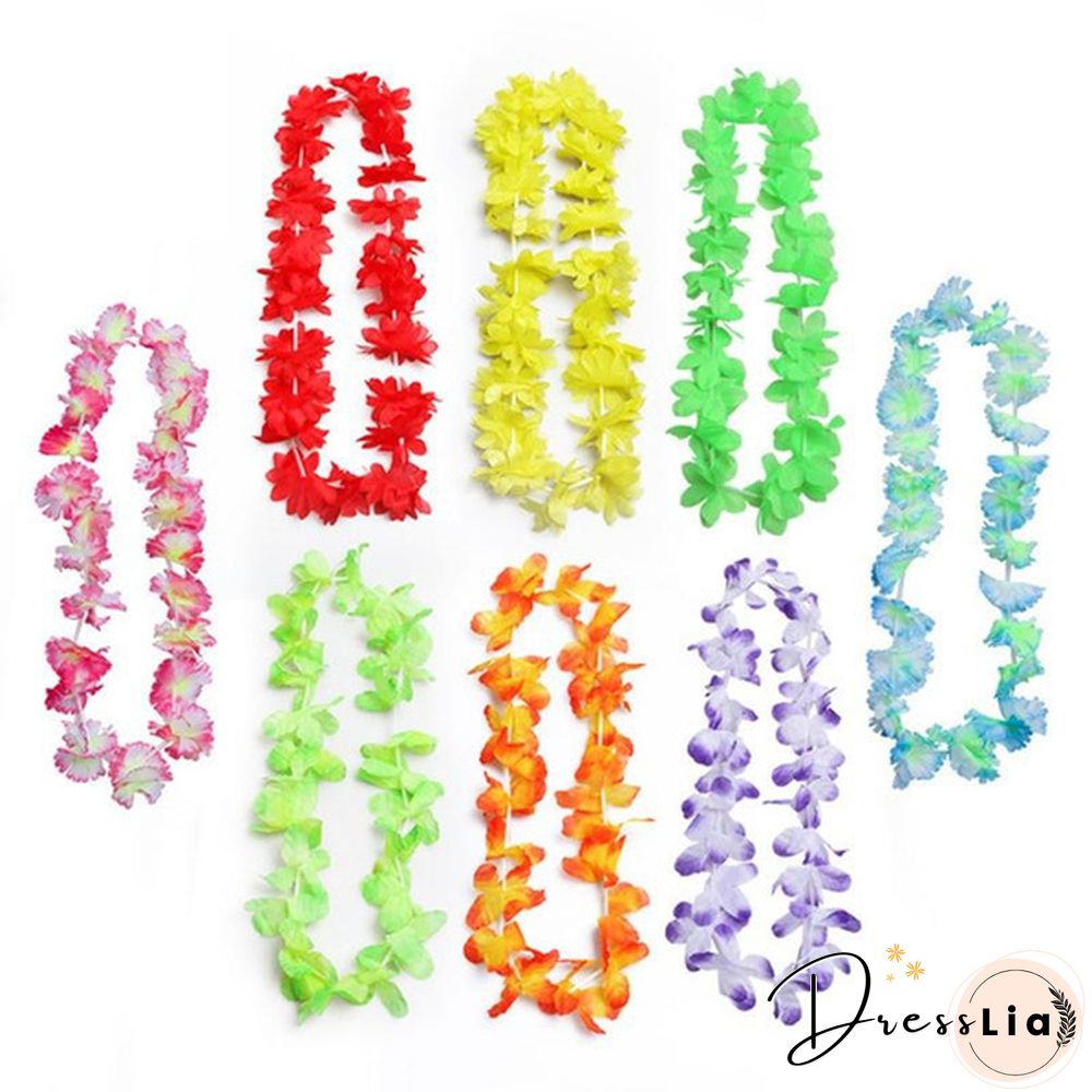 Hawaiian Wreath Leis Garland Artificial Necklace Hawaii Flowers Party Supplies Beach Fun