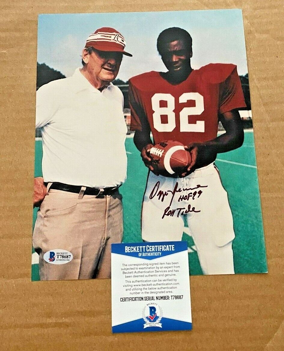 OZZIE NEWSOME SIGNED ALABAMA CRIMSON TIDE 8X10 Photo Poster painting BECKETT CERTIFIED