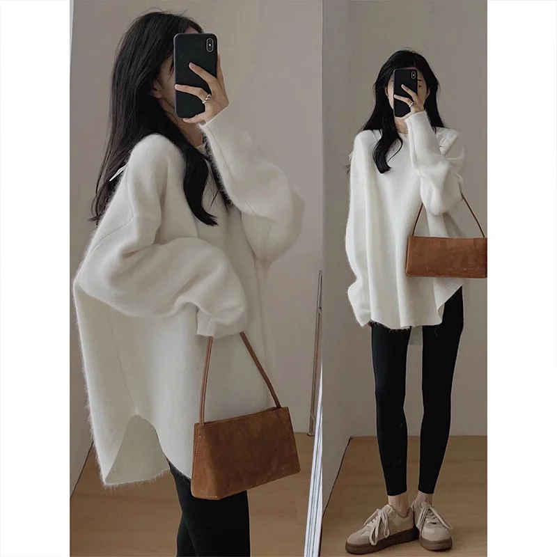 Athvotar Athvotar And Winter Women's New Top Temperament Long-Sleeved Knitted Shirt 2025 Autumn Women's New Fashion Sweater Bottom Shirt