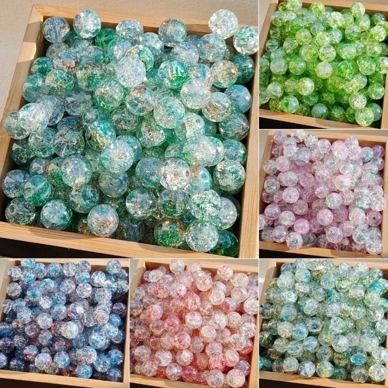 50 Pieces High Quality 8/10mm Protein Jade Broken Water Dyed Glass Bead DIY Handmade Glass Paint Beads Round Beads String Beads Materials